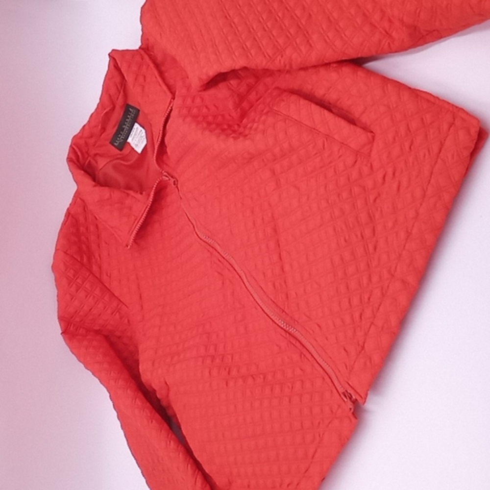 Harve Benard Quilted Long Sleeve Zip Front Jacket Orange L